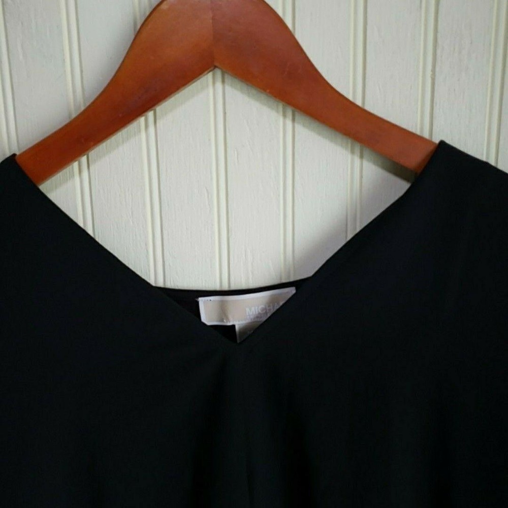 Michael Michael Kors Blouse Womens M Black V Neck Short Dolman Sleeve Top